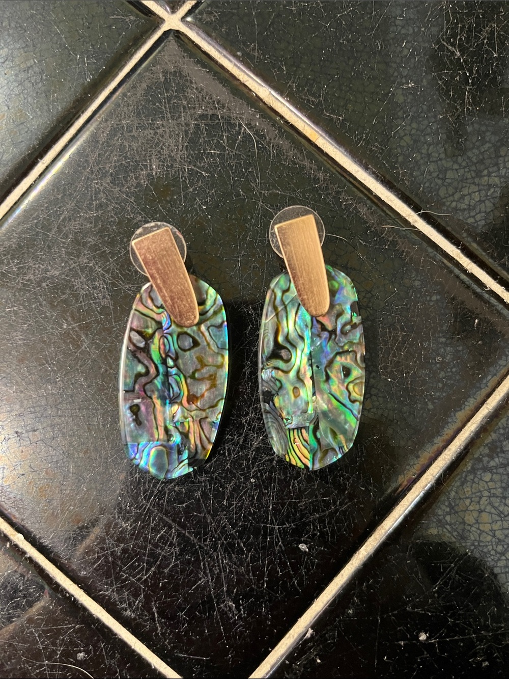 Kendra Scott Iridescent Abalone Aragon Drop Earrings with Gold Accent